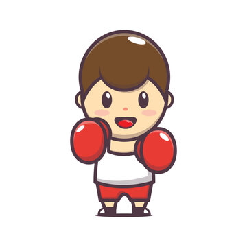 cute boxer mascot character vector illustration.