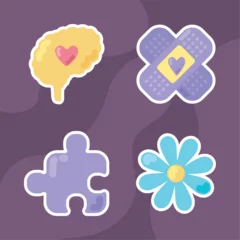 Tuinposter Mental Health Day, icons set © djvstock