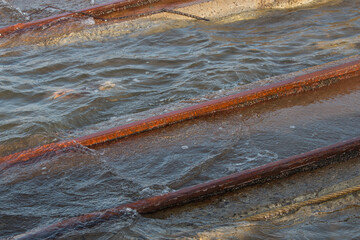 Submerged rails on dry dock slipway