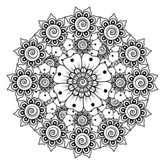 Floral Background with mehndi flower. Decorative ornament in ethnic oriental style. Coloring book.