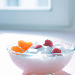 yogurt with strawberries and oranges