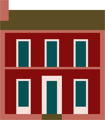 Colorful classic vintage house front elevation view.