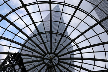 Geometric lines and figures in construction and architecture.