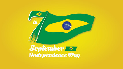 7 September brazil independence day illustration with national flag background