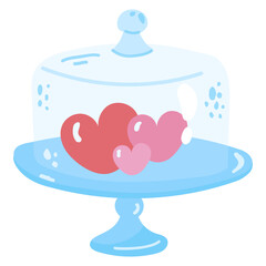 A hand drawn flat sticker of heart candies 