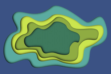 Paper cut background. Abstract realistic paper decoration for design textured with cardboard wavy layers. Carving art.  Cover layout design template