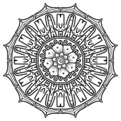 Fototapeta premium Floral Background with mehndi flower. Decorative ornament in ethnic oriental style. Coloring book.