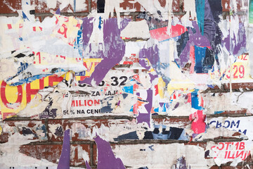 Torn grungy poster background. Abstract and ripped paper collage