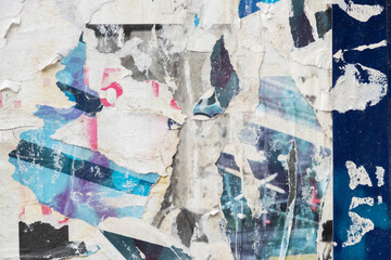 Torn grungy poster background. Abstract and ripped paper collage