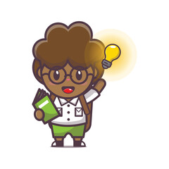 Cute afro boy mascot cartoon character back to school. back to school cartoon illustration.