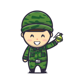 cute soldier mascot character vector illustration.