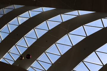 Geometric lines and figures in construction and architecture.