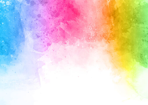 Rainbow coloured watercolour texture background
