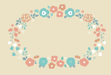 アースカラーなフラワーリース ベクター デザイン