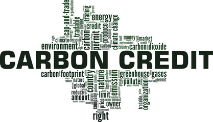 Carbon Credit word cloud conceptual design isolated on white background.