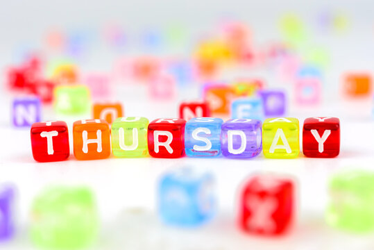 Wood colorful of word is thursday