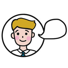 Cute people speaking cartoon illustration