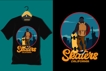 Skaters California Retro Vintage T Shirt Design