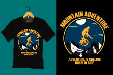 Fototapeta premium Mountain Adventure is Calling Retro Vintage T Shirt Design