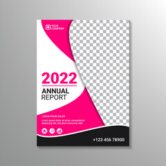 pink annual report with images