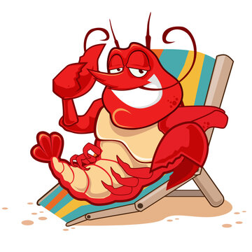 lobster mascot cartoon in vector