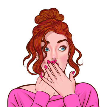 shocked and surprised face character pop art comics