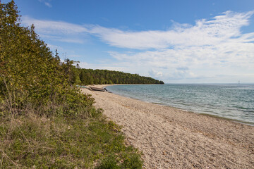 Boat on the beach at Mackinac Island, Michigan