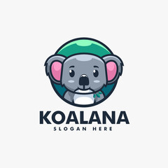 Vector Logo Illustration Koala Mascot Cartoon Style.