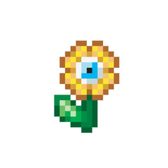 Fototapeta premium illustration monster flower with eye, pixel art