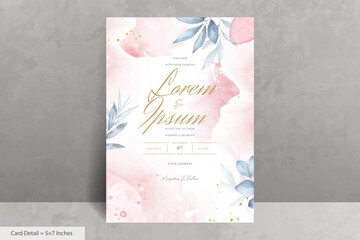 Naklejka na ściany i meble Hand Painted Watercolor Floral Wedding Invitation Set Template