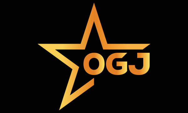 OGJ golden luxury star icon three letter logo design vector template. royal logo | luxury logo | jewelry logo | premium logo | iconic logo | Victoria logo |	