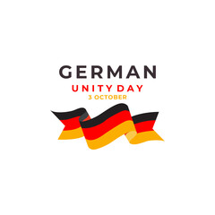 Banner for German Unity Day with flag and text on white background  hand drawn illustration  vector design illustration  logo