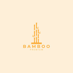 yellow bamboo logo vector template icon symbol design illustration