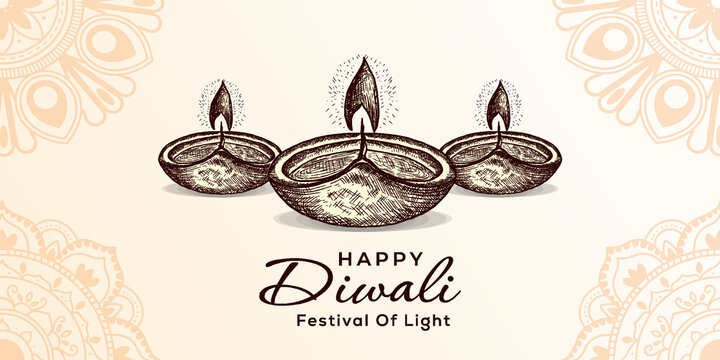 hand drawn diwali festival background illustration