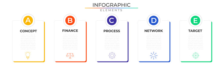 Project infographic elements concept design vector with icons. Business workflow network template for presentation and report.