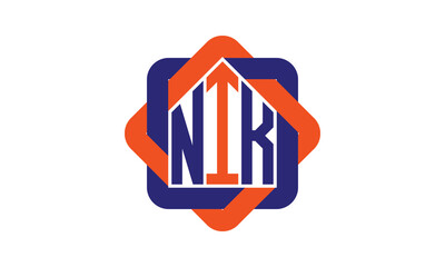 NIK three letter real estate logo with home icon logo design vector template | construction logo | housing logo | engineering logo | initial letter logo | minimalist logo | property logo | - obrazy, fototapety, plakaty