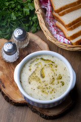 Traditional delicious Turkish food; Yoghurt soup (Turkish name; yayla corba)