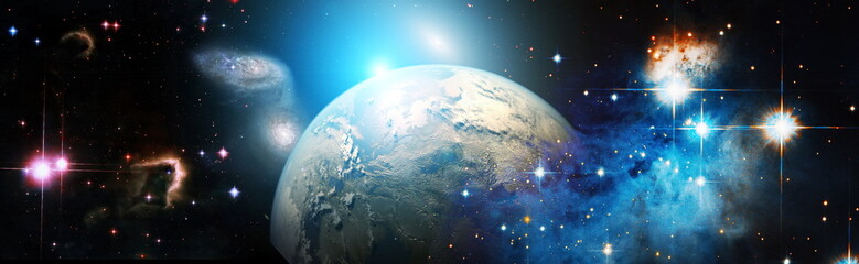 planets, stars and galaxies in outer space showing the beauty of space exploration. Elements...