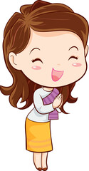 woman cartoon thai traditional Outfit character