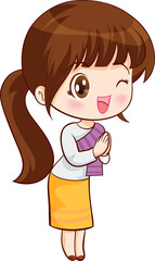 woman cartoon thai traditional Outfit character