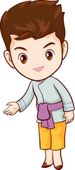 man cartoon thai traditional Outfit character