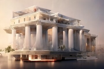 Greek revival style architecture, digital art , 3d illustration