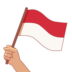 Hand Holding Indonesian flag illustration