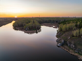 Confluence of the Iset and Kamenka rivers in the city Kamensk-Uralskiy. Iset and Kamenka rivers,...