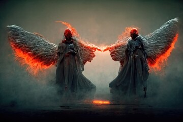 Angel and devil, digital art, 3d Illustration