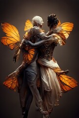 Fototapeta premium Digital art of a pair of human butterfly, 3d illustration