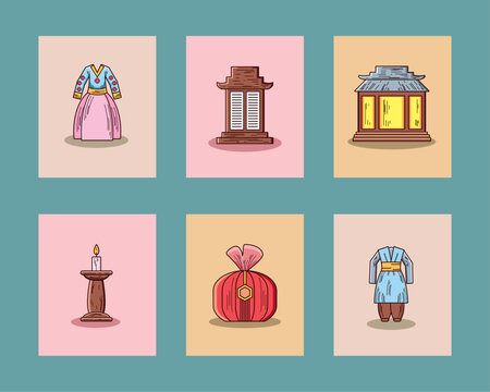 set of chuseok festival