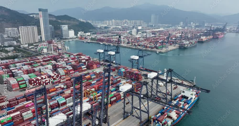 Canvas Prints Top view of Hong Kong cargo terminal port