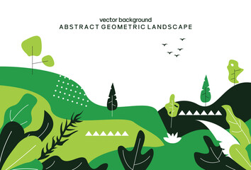 Illustration Vector graphic of Gradient plant landscape. Minimal flat leaves design, color gradation cartoon background, forest plants fit for Vector floral nature poster etc.