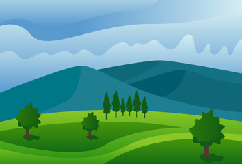 Illustration Vector graphic of Nature landscape fit for Mountain landscape logo etc.